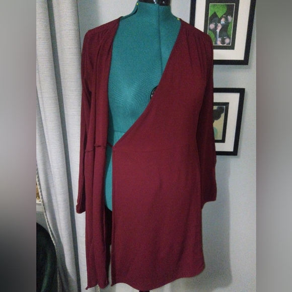 Monteau Wrap Dress With Peek A Boo Slit Sleeves Sz L NWT - Picture 4 of 14